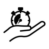 Hand icon illustration with stopwatch. suitable for safe time icon. Simple vector design editable