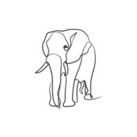 elefante en dibujo de arte de una línea continua vector