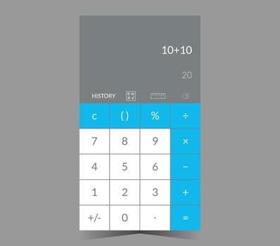 App screen calculator in mobile phone design UI kit. vector