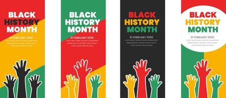 black history month portrait background design set. black history month power hand roll up banner design. African American History or Black History Month. Celebrated annually in February vector