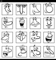 conjunto de ilustraciones de dibujos animados de caras o emociones vector