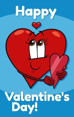valentine card with cartoon heart in love