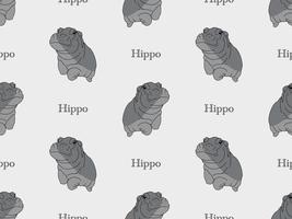 Hippo cartoon character seamless pattern on gray background vector