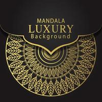 luxury mandala golden with a black background elegant design for anniversary invitation henna vector