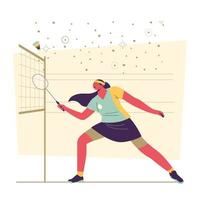 personaje de jugador de bádminton femenino vector