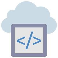 Cloud Coding - Flat color icon. vector