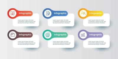 plantilla infográfica moderna de seis pasos vector