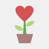 icono de planta en forma de corazón. elementos de celebración del día de san valentín. iconos de estilo plano. bueno para impresiones, carteles, logotipos, decoración de fiestas, tarjetas de felicitación, etc. vector