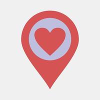 Icon love location. Valentine day celebration elements. Icons in flat style. Good for prints, posters, logo, party decoration, greeting card, etc. vector