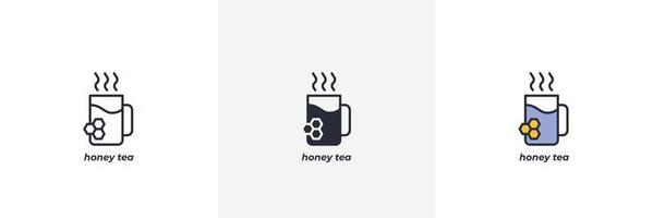 icono de té de miel. línea, versión en color de contorno sólido y relleno, contorno y signo de vector relleno. símbolo de idea, ilustración de logotipo. gráficos vectoriales