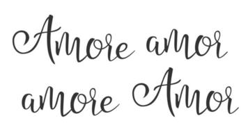 Funny Modern Calligraphy Ink Of Word Amor Vector