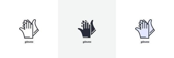 icono de guantes. línea, versión en color de contorno sólido y relleno, contorno y signo de vector relleno. símbolo de idea, ilustración de logotipo. gráficos vectoriales