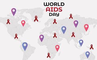 World Aids Day Banner, World Aids Day Post Design, Globe With Red Ribbon vector