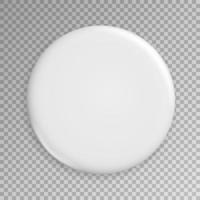 Blank White Badge Vector. Realistic Illustration. Clean Empty Pin Button Mock Up. Isolated. vector