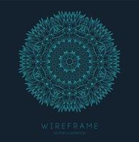 Circle pattern technology. Blue abstract geometric shape tech pattern on dark background. Music abstract vector illustration.