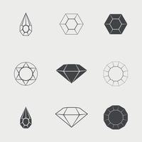conjunto de iconos en gemas de un tema vector
