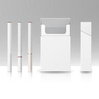 paquete en blanco paquete caja de cigarrillos 3d vector maqueta realista. embalaje del producto para el diseño