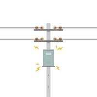 Broken electric pole vector. electric pole on white background. free space for text. copy space. vector