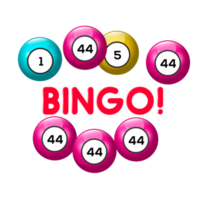 Bingo lotto game balls and lottery cards with lucky numbers png