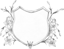 Grafische Zeichnung des Familienwappens zur Dekoration einer barocken Hochzeit png