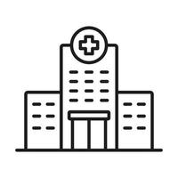 Hospital Line Icon. Medical Clinic Linear Pictogram. Healthcare Building Outline Icon. Ambulance Center Sign. Emergency Service Office Symbol. Editable Stroke. Isolated Vector Illustration.