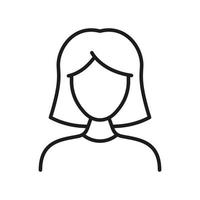 Woman Line Icon. Female Linear Pictogram. Businesswoman, Politician Lady Outline Icon. Business Manager. Beautiful Girl's Profile Avatar Symbol. Editable Stroke. Isolated Vector Illustration.