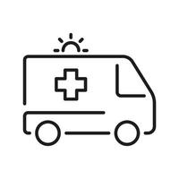 Ambulance Line Icon. Emergency Car Linear Pictogram. Urgent Medical Help Outline Icon. Paramedic's Transport for First Aid Service Symbol. Editable Stroke. Isolated Vector Illustration.