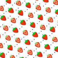 Seamless vector pattern with strawberry on a white background