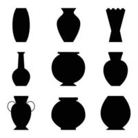 Vase set. Various forms of vases. Home interior decoration. vector