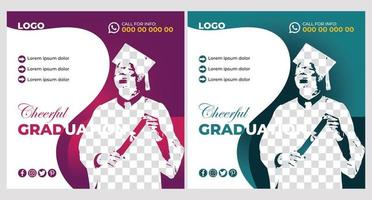 happy graduation day design template or instagram post with background vector