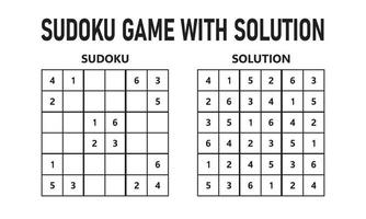 Sudoku game with solution. Sudoku puzzle game with numbers. Can be used as an educational game. Logic puzzle for kids or leisure game for adults. vector