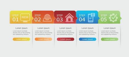 Vector Infographic flow chart template with  icons and 5 options or steps