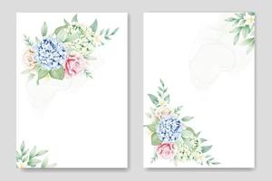 tarjeta de invitación de boda con plantilla de hortensia floral vector