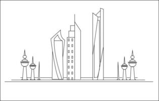 Kuwait famous place drawing vector illustration