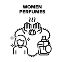 Women Perfumes Vector Black Illustrations