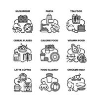 Food Collection Set Icons Vector Black Illustration