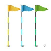 Golf Flags Vector. Realistic Flags Of The Golf Course. Isolated Illustration. vector