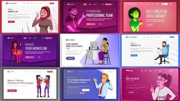 Main Web Page Design Vector. Website Business Screen. Landing Template. Innovation Idea. Office Investment Webpage. Progress Report. Illustration vector