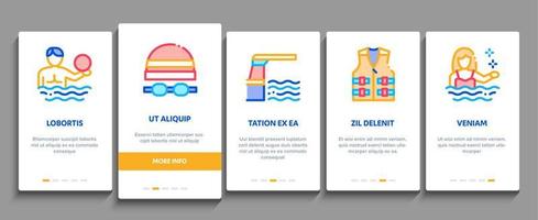 Water Park Attraction Onboarding Elements Icons Set Vector