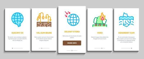 Climate Change Ecology Onboarding Elements Icons Set Vector