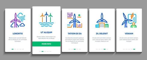 Wind Energy Technicians Onboarding Elements Icons Set Vector