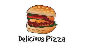deliciosa pizza hamburguesa creativa monograma ilustración vector