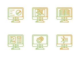 Unique Line Gradient Icon Set vector