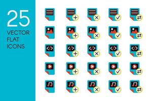 Documents and files flat vector icons set