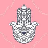 Dibujo para colorear de la mano de Fátima. khamsa, signo oriental sagrado, amuleto de buena suerte vector