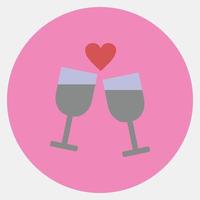 Icon romantic date. Valentine day celebration elements. Icons in color mate style. Good for prints, posters, logo, party decoration, greeting card, etc. vector