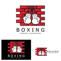 Boxing Gloves Logo Design, Wrestling Ring Fighter ArtVector Illustration vector