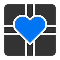 regalo sólido gris azul ilustración de san valentín vector e icono de logotipo icono de año nuevo perfecto.