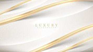 White luxury background with golden curve line element and glitter light effect decoration. vector