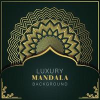 luxury mandala golden with a black background elegant design for anniversary invitation henna vector